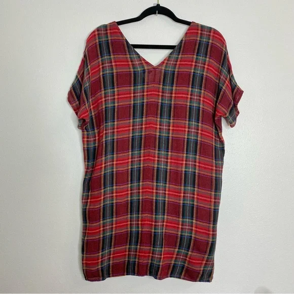 Madewell red plaid zipper detail shift dress XXS - Picture 7 of 9